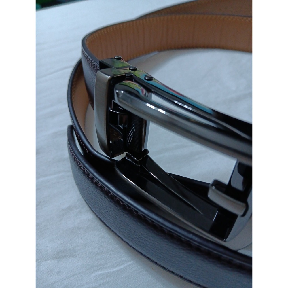 Comfort Click Men's Adjustable Belt Perfect Fit Design Black Genuine Leather EUC